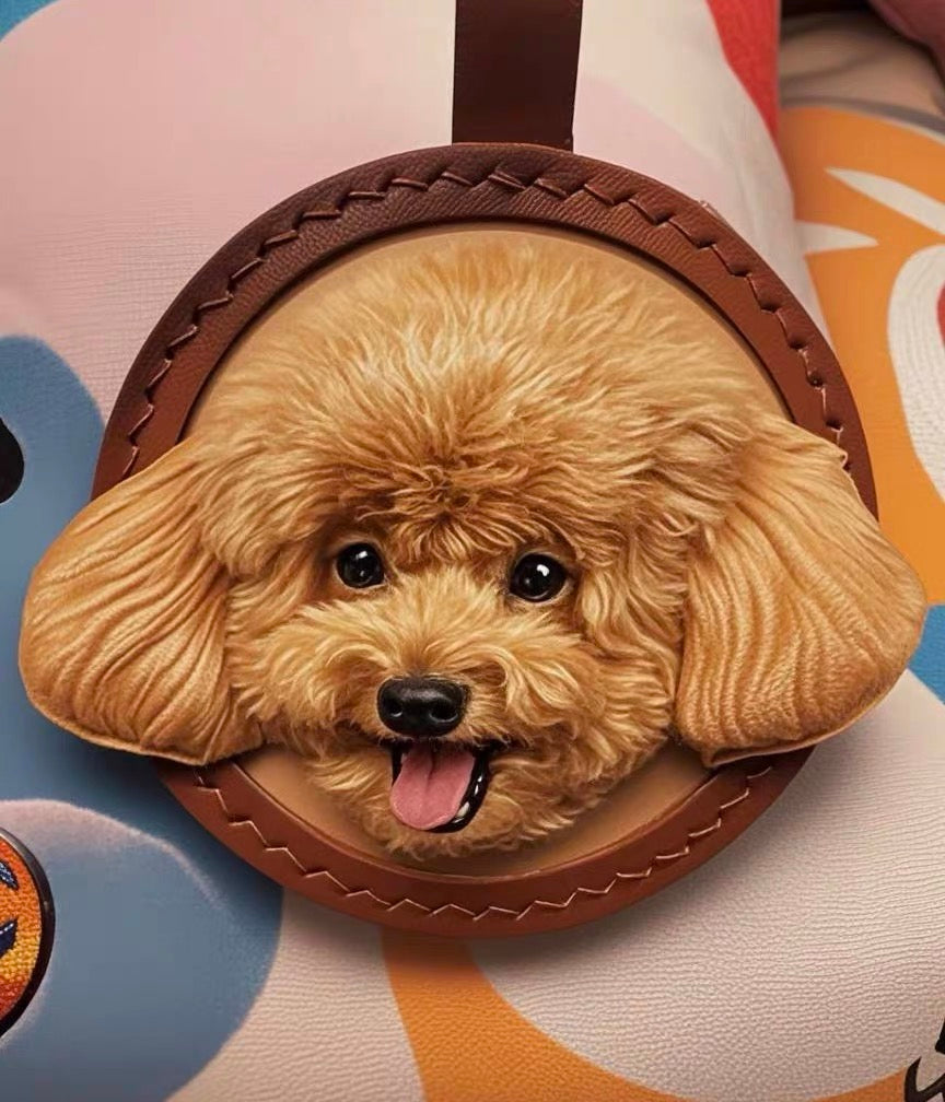 Custom Pet Portrait Keychain - Personalised Handmade Leather 3D Engraved Gift for Pet Lovers, Unique Christmas Present